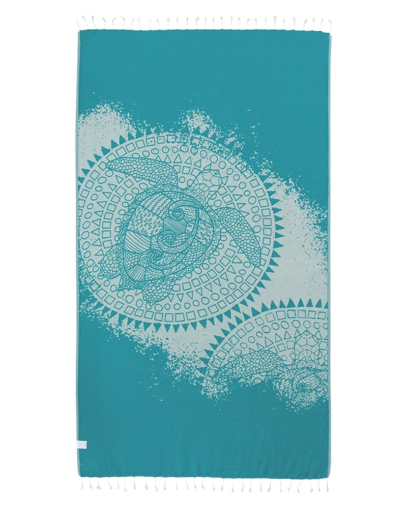 Sand Cloud Turkish Beach Towel - Sand Proof - 100% Certified Organic Turkish Towel - Quick Dry Towel for Beach, Blanket or Bath Towel - As Seen on Shark Tank - Mandala Sea Turtle Greenâ€¦ - Image 1